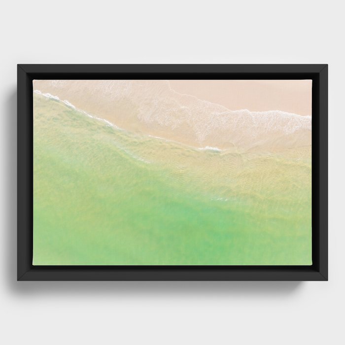 Turquoise Green Beach  Framed Canvas