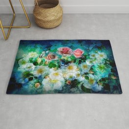 Butterfly in summer floral garden bohemian fantasy Area & Throw Rug