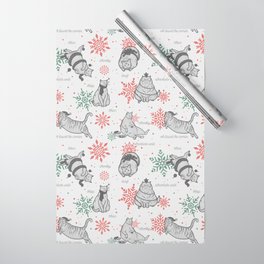 Christmas Chonks | White Pattern Wrapping Paper | Typography, Chonk, Plump, Chonky, Fat, Winter, Digital, Snow, Pet, Fuzzy 
