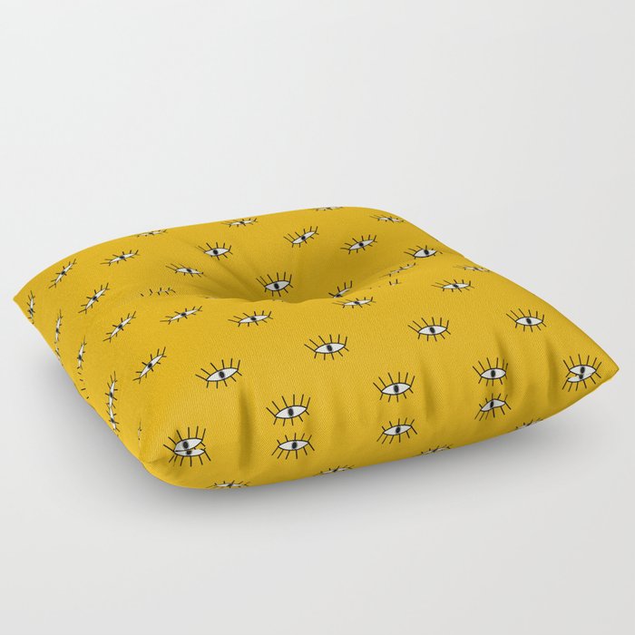 Yellow modern eyes pattern Floor Pillow