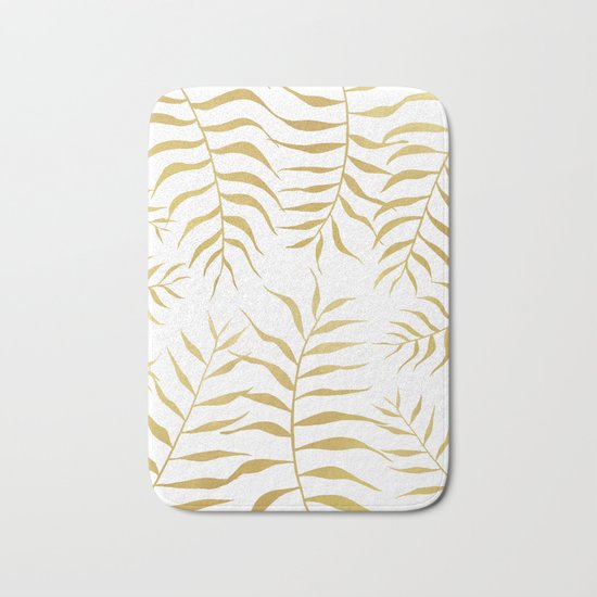 Gold palm leaves Bath Mat