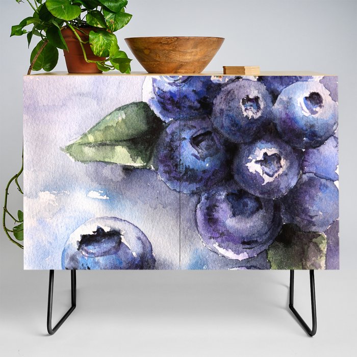 Watercolor Blueberries - Food Art Credenza