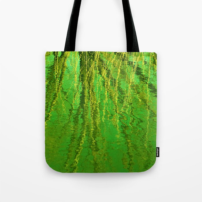 Abstract Green Water Reflections of Trees Tote Bag