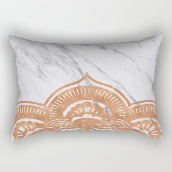 Copper mandala on marble Rectangular Pillow