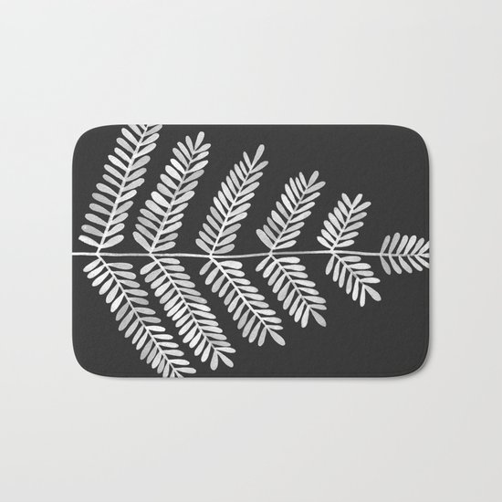 White Leaflets Bath Mat
