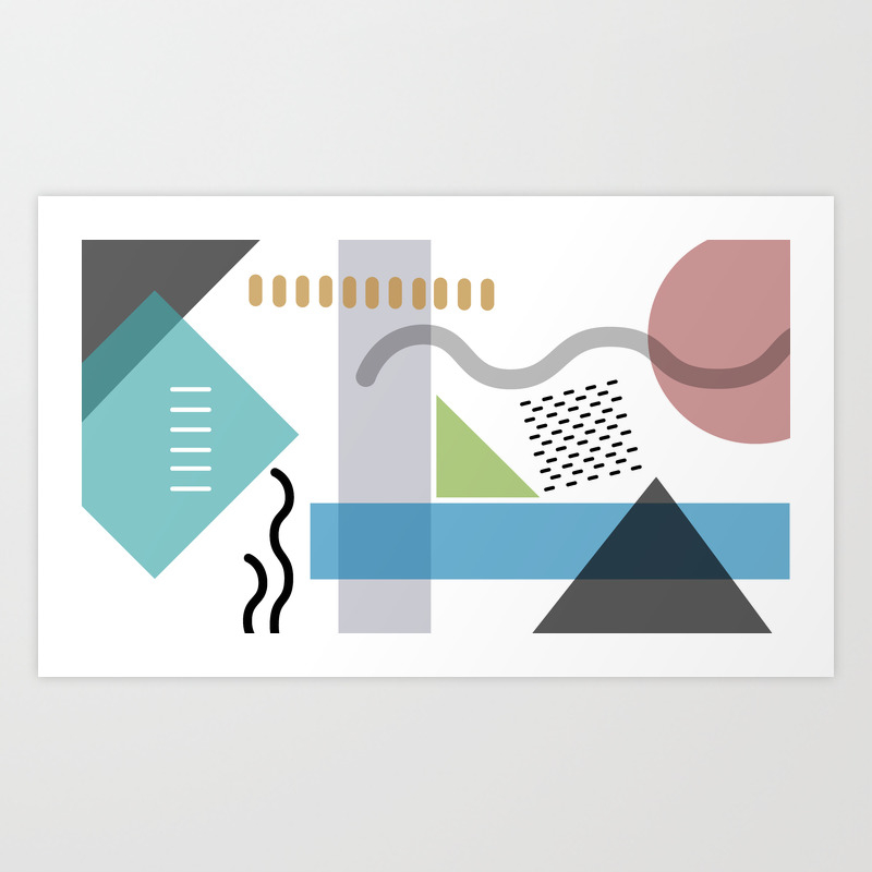 Geometric Abstract Art Pastel Tones Shapes And Dots Print Art