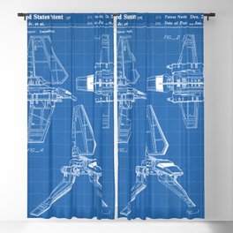 Sci-Fi Films Patent - Science Fiction Fan Spaceship Art Art - Blueprint Blackout Curtain
