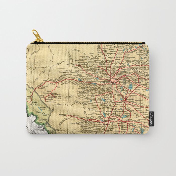 1929 Vintage Map of Alberta Carry-All Pouch