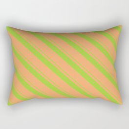 [ Thumbnail: Green and Brown Colored Striped Pattern Rectangular Pillow ]