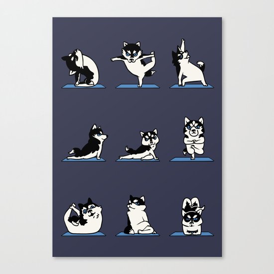 Husky Yoga Canvas Print
