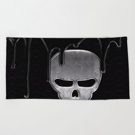Black Chrome Skull Beach Towel