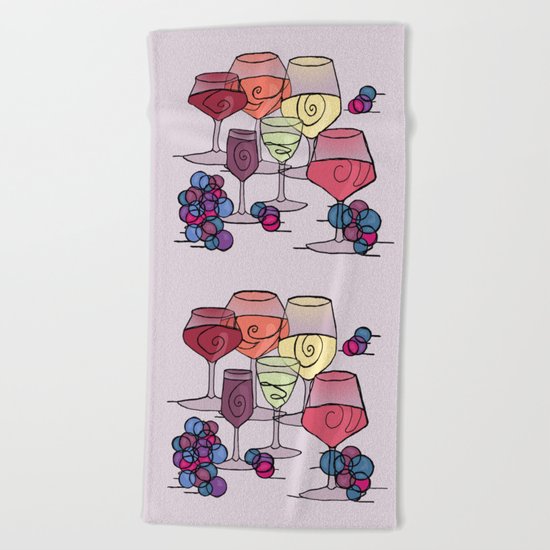 Wine and Grapes v2 Beach Towel