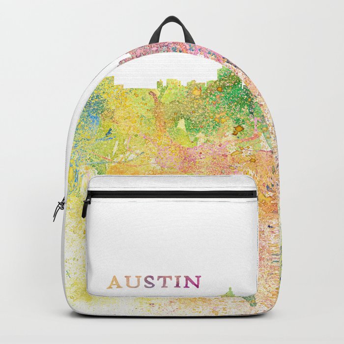 Austin Texas Skyline Impressionistic Splash Backpack