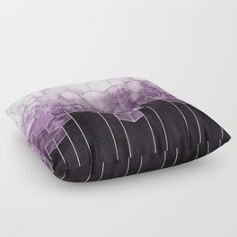 Cubes of Silver - Violet Purple Nights Geometric Floor Pillow