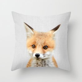 Baby Fox - Colorful Throw Pillow