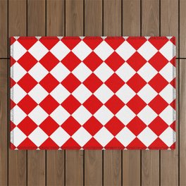 Rhombus Texture (Red & White) Outdoor Rug
