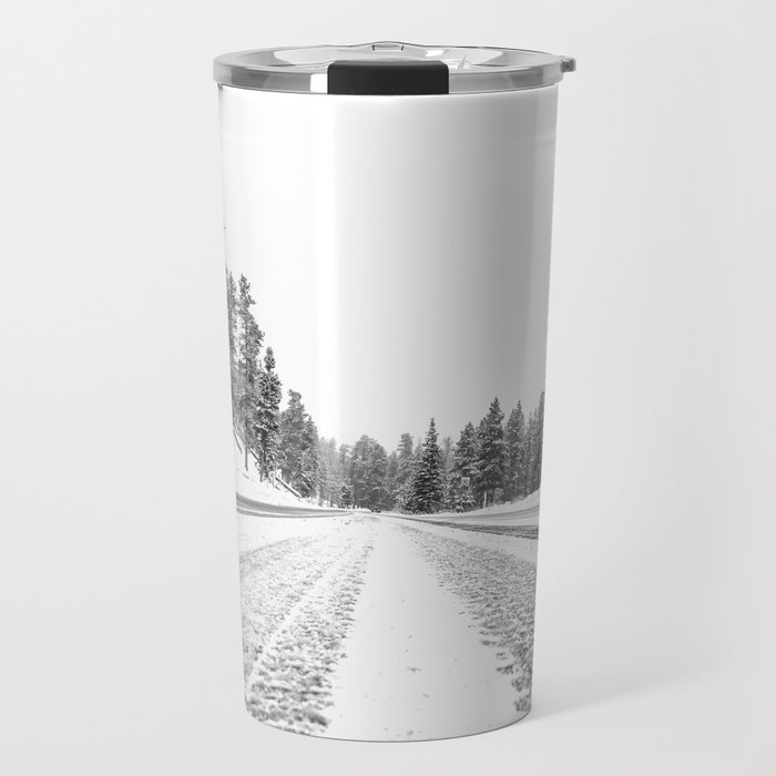 Snow Road Snowy Winter Wonderland Black And White Landscape Photography Ski Poster Travel Mug By A88mountainstate