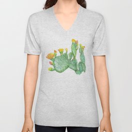 Prickly Pear Cactus Watercolor Unisex V-Neck