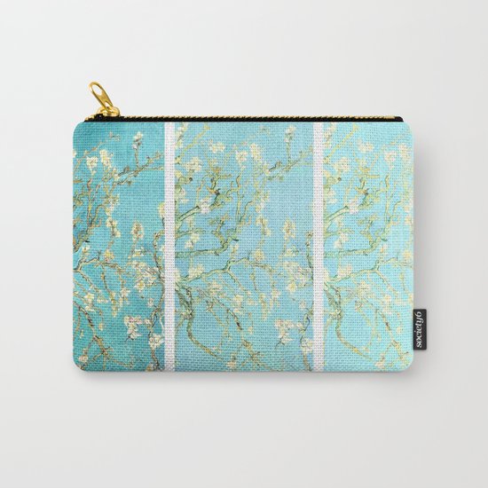 Vincent Van Gogh Almond Blossoms Panel arT Aqua Seafoam Carry-All Pouch