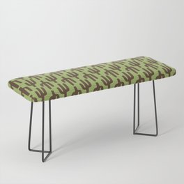 Brown and Green Saguaro Cactus Silhouette with Horizontal Stripes Bench