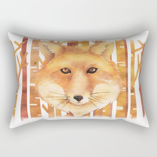 Fox in the forest- Animal abstract watercolor illustration on #Society6 Rectangular Pillow