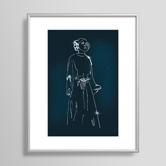 "Leia - Our Only Hope" by Simone Cotton Framed Art Print | Drawing, Princess-leia, Leia, Star-wars, Simone-cotton, Only-hope, The-force, Galaxy, Space