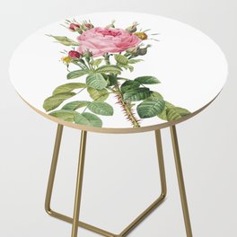 Vintage Lelieurs Four Seasons Rose Botanical Illustration on Pure White Side Table