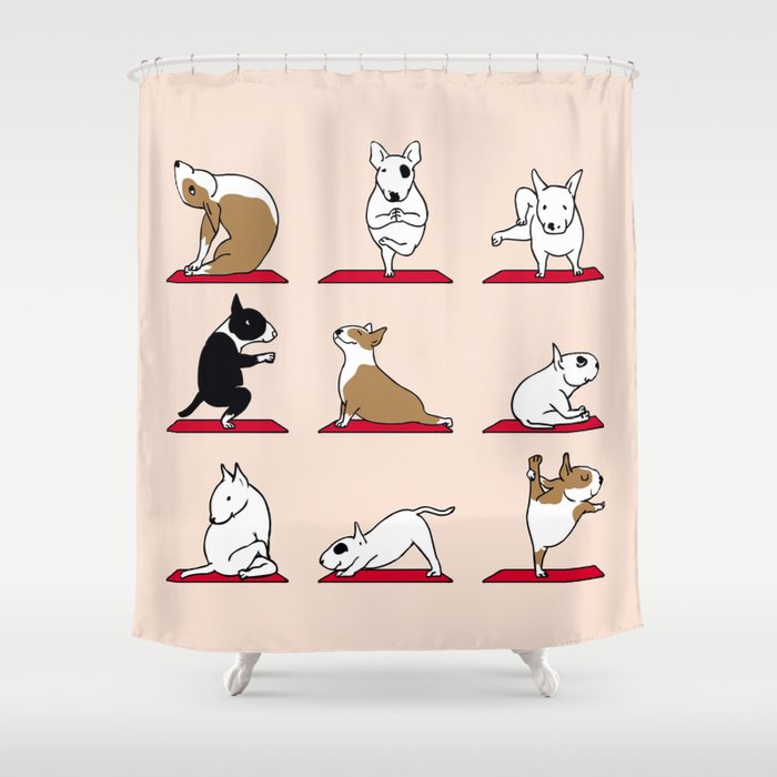 Bull Terrier Yoga Shower Curtain