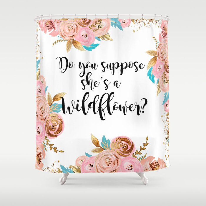 Blush and gold wildflower Shower Curtain by Peggie Prints Society6