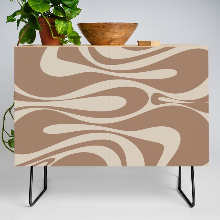 Mod Thang Retro Modern Abstract Pattern in Creamy Milk Chocolate Brown Credenza