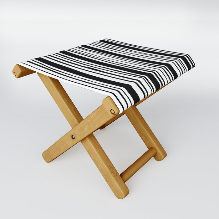 Black and White Lines Abstract Folding Stool