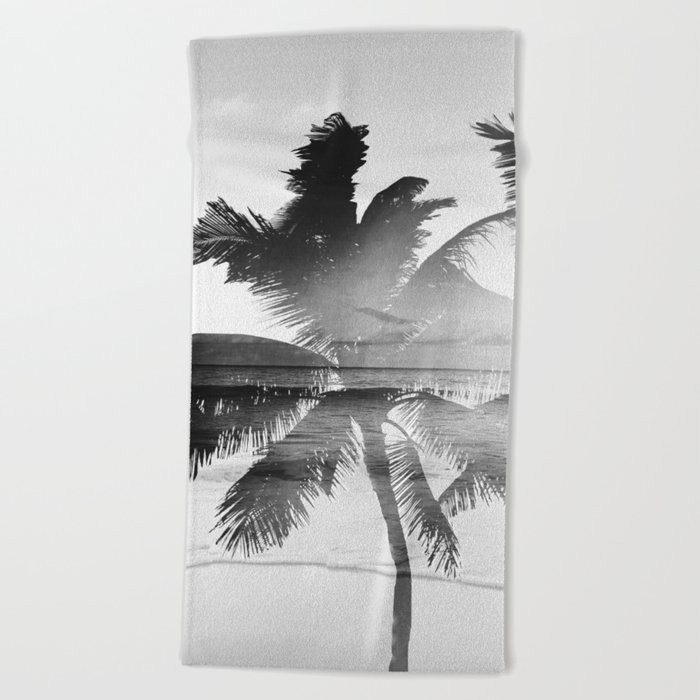 Tropicana seas - bw Beach Towel