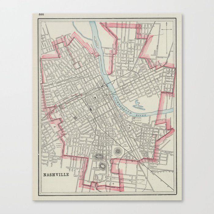 Vintage Map Of Nashville Tn 1901 Canvas Print By Bravuramedia