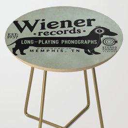 Wiener dachshund doxie records music musician audiophile headphones dog art Side Table