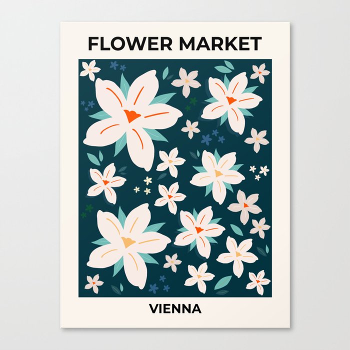 Flower Market Print Vienna Exhibition Poster Retro Floral Art Abstract Flowers Canvas Print