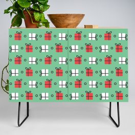 Christmas Pattern Turquoise Gifts Credenza