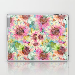 Watercolour Romantic Sunflower Pattern Laptop Skin