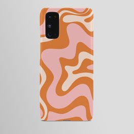Liquid Swirl Retro Abstract Pattern in Orange Pink Cream Android Case
