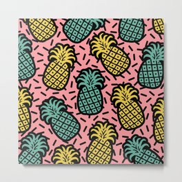 Memphis Pineapple Pattern 223 Metal Print | Art, 80S, Style, Eighties, 1980S, 1950S, Retro, Newwave, Dance, Colorful 