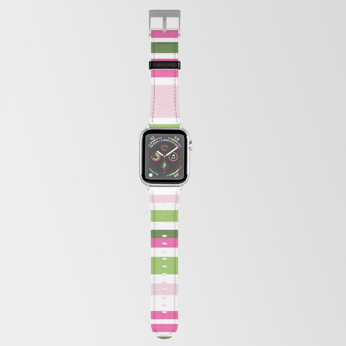 Pink and Green Stripe Apple Watch Band