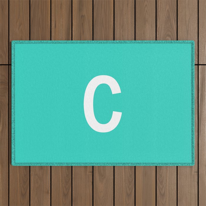 LETTER c (WHITE-TURQUOISE) Outdoor Rug
