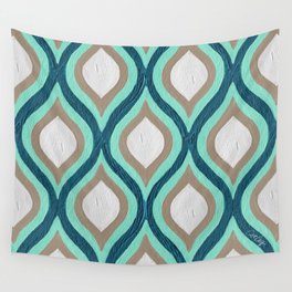 Optical Waves – Teal & Turquoise Wall Tapestry