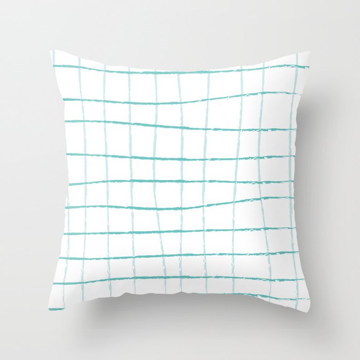 Blue Grid Wallpaper Throw Pillow