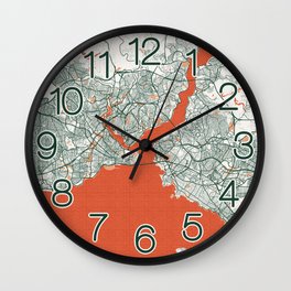 Istanbul City Map of Turkey - Bohemian Wall Clock