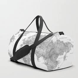 Watercolor world map with LABELS IN SPANISH, "Jimmy" Duffle Bag