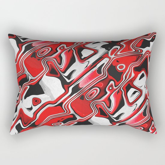 Red, White And Black Abstract Rectangular Pillow