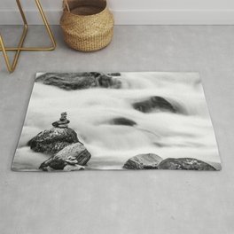 River and Waterfall time-lapse black and white art photography - photographs Rug