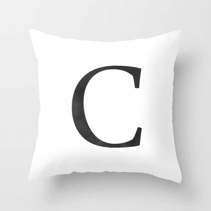 Letter C Initial Monogram Black And White Throw Pillow By