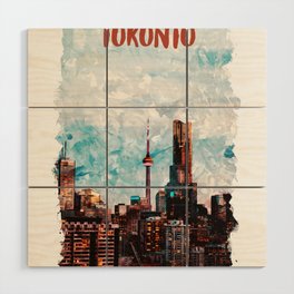 Toronto Canada city watercolor Wood Wall Art