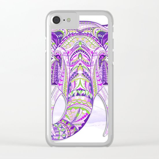 Purple Ethnic Elephant Clear iPhone Case